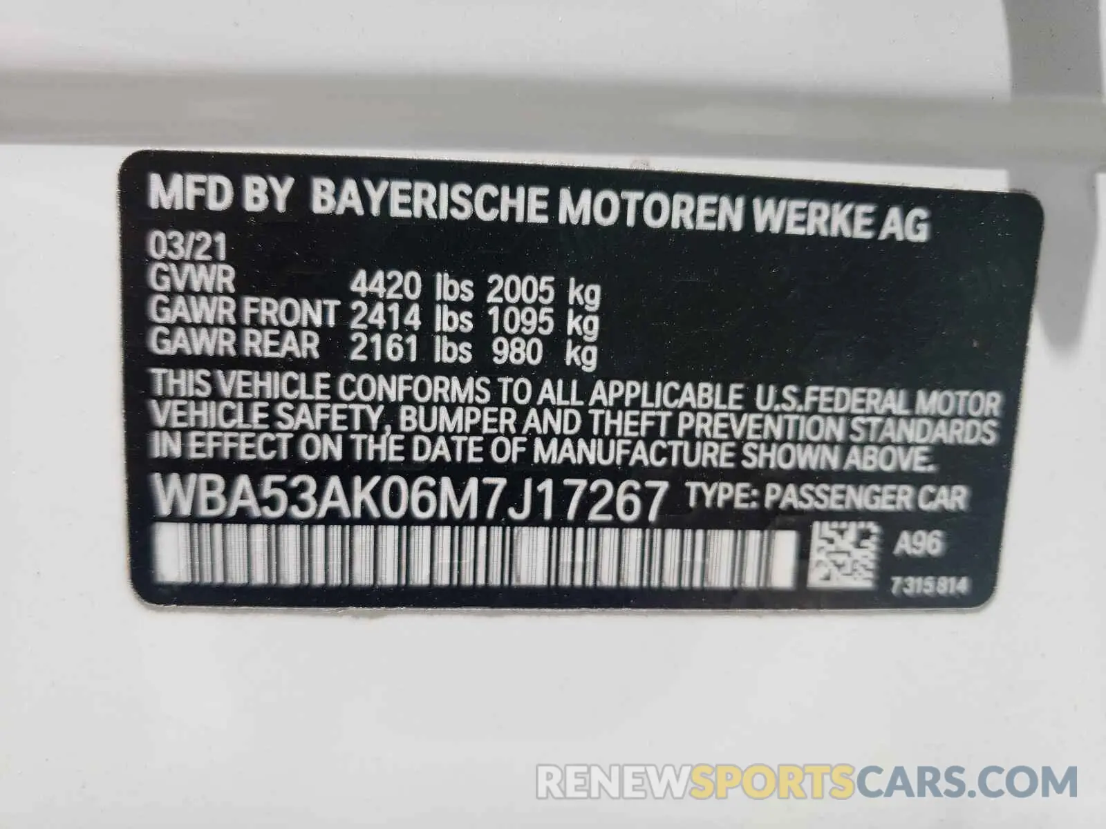 10 fotografías del automóvil dañado WBA53AK06M7J17267 BMW 2 SERIES 2021