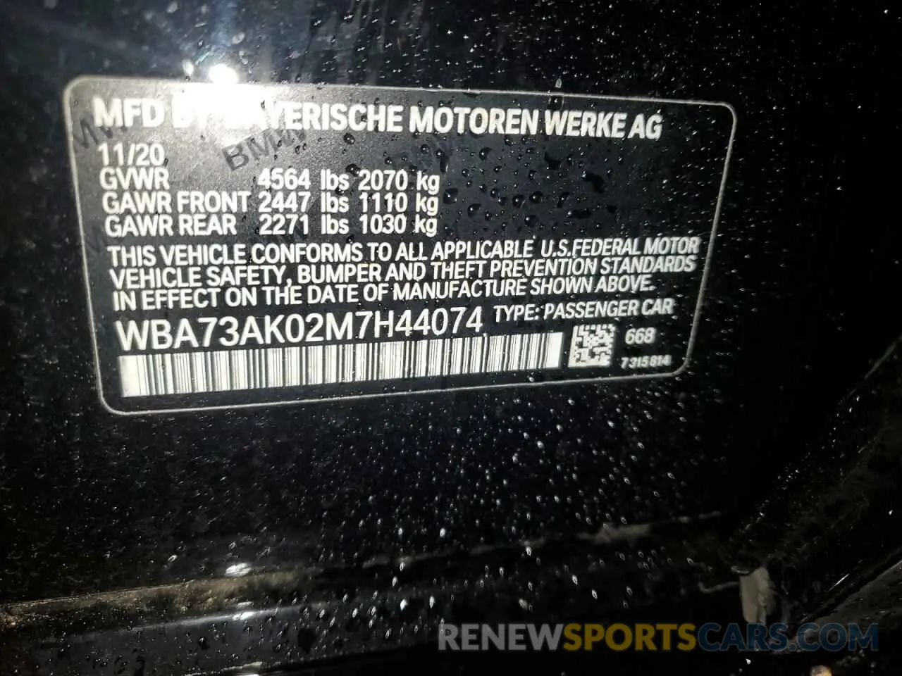 12 fotografías del automóvil dañado WBA73AK02M7H44074 BMW 2 SERIES 2021