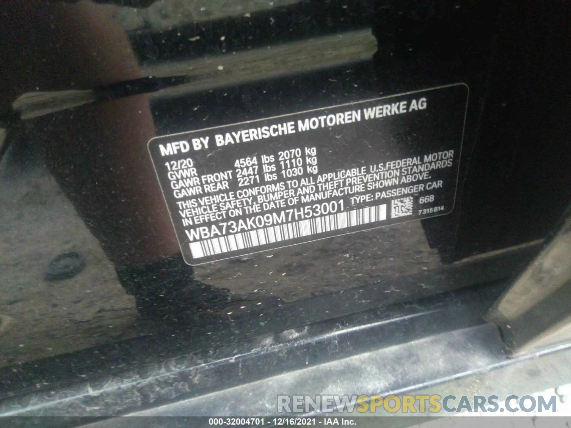 9 fotografías del automóvil dañado WBA73AK09M7H53001 BMW 2 SERIES 2021