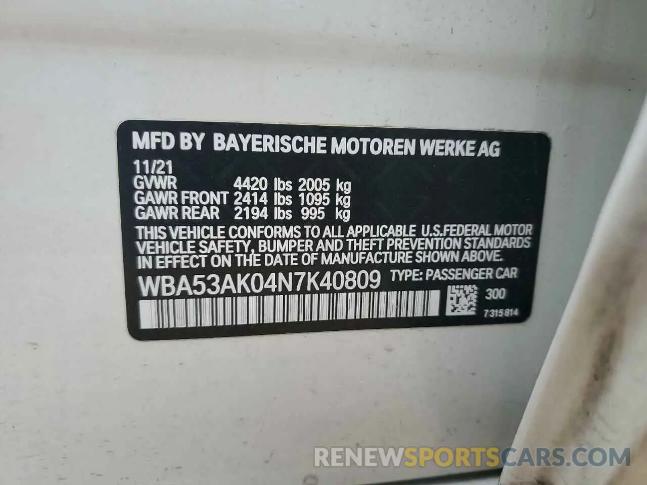 12 fotografías del automóvil dañado WBA53AK04N7K40809 BMW 2 SERIES 2022