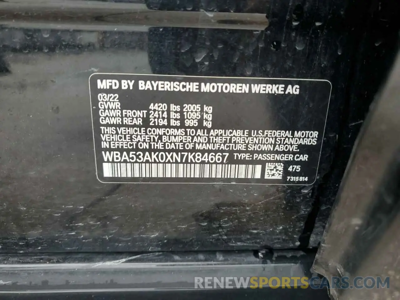12 fotografías del automóvil dañado WBA53AK0XN7K84667 BMW 2 SERIES 2022