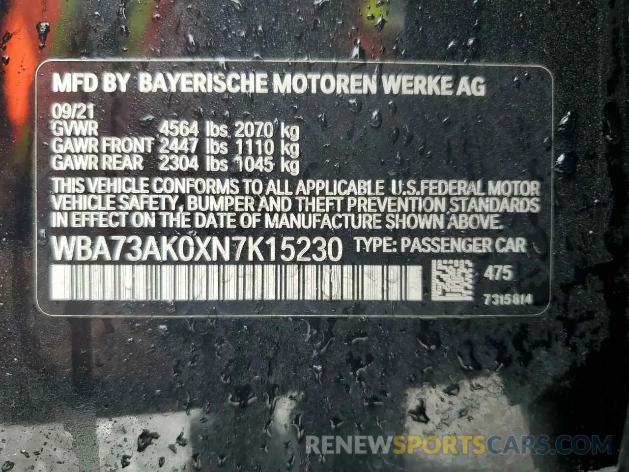 12 fotografías del automóvil dañado WBA73AK0XN7K15230 BMW 2 SERIES 2022