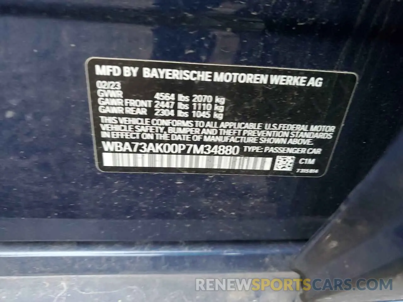 12 fotografías del automóvil dañado WBA73AK00P7M34880 BMW 2 SERIES 2023
