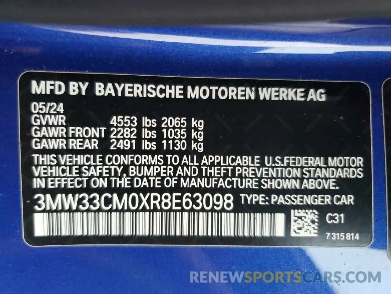 14 fotografías del automóvil dañado 3MW33CM0XR8E63098 BMW 2 SERIES 2024
