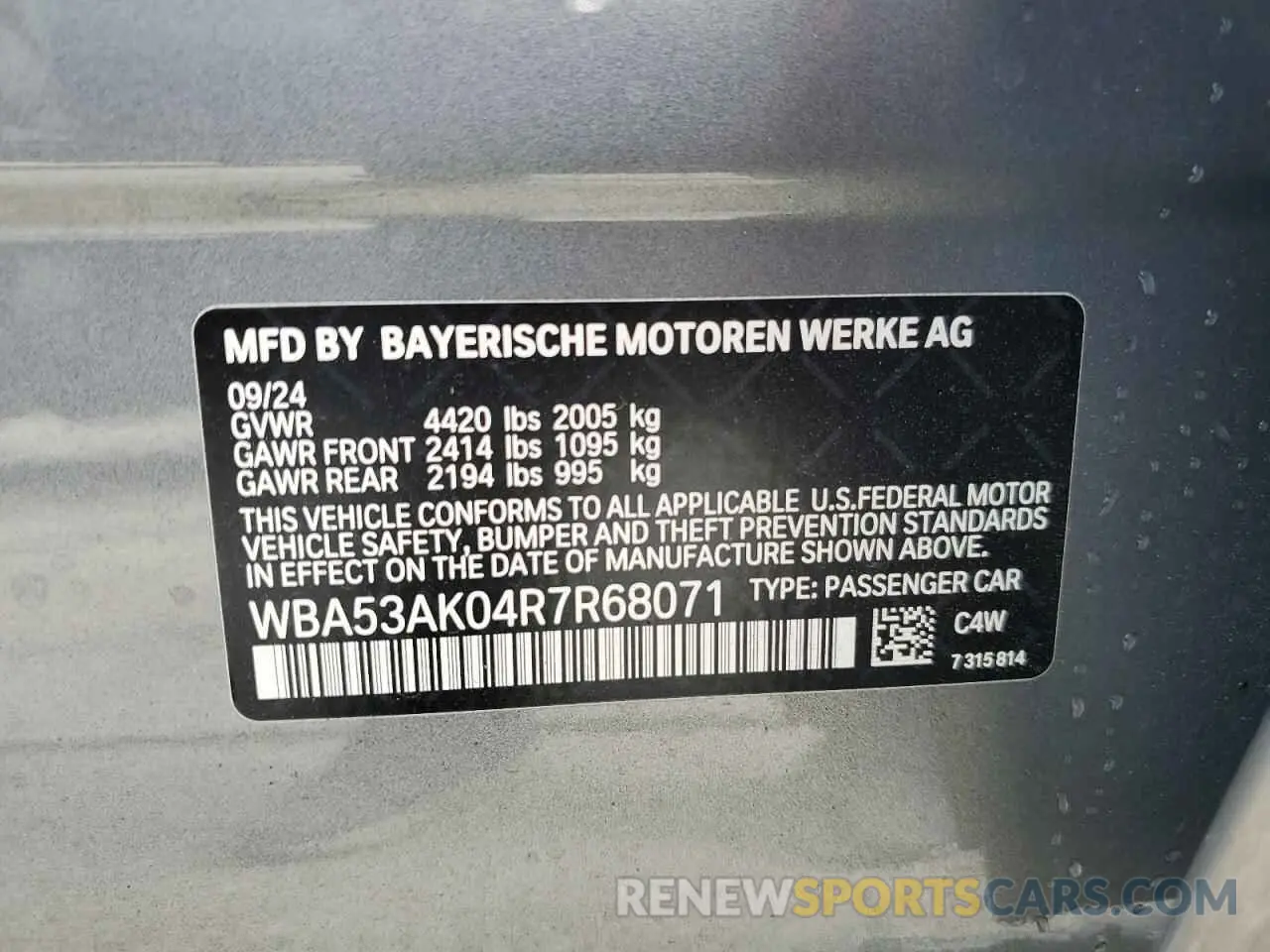 12 fotografías del automóvil dañado WBA53AK04R7R68071 BMW 2 SERIES 2024