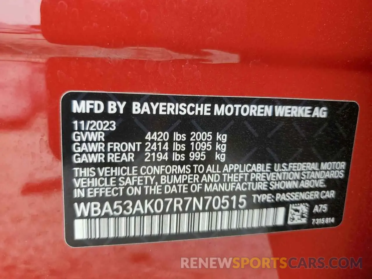 12 fotografías del automóvil dañado WBA53AK07R7N70515 BMW 2 SERIES 2024