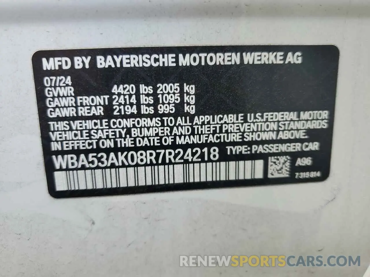 12 fotografías del automóvil dañado WBA53AK08R7R24218 BMW 2 SERIES 2024