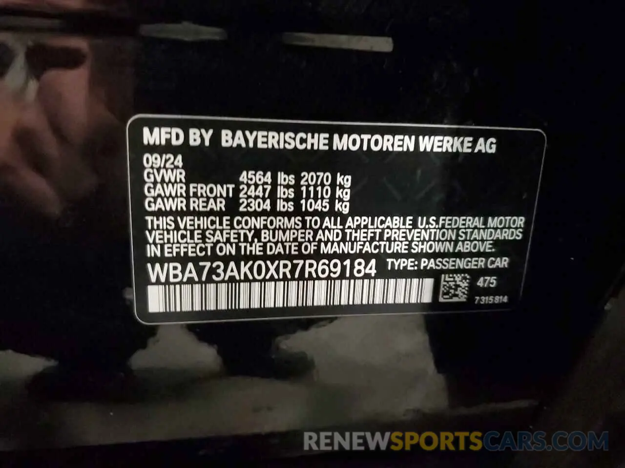 12 fotografías del automóvil dañado WBA73AK0XR7R69184 BMW 2 SERIES 2024