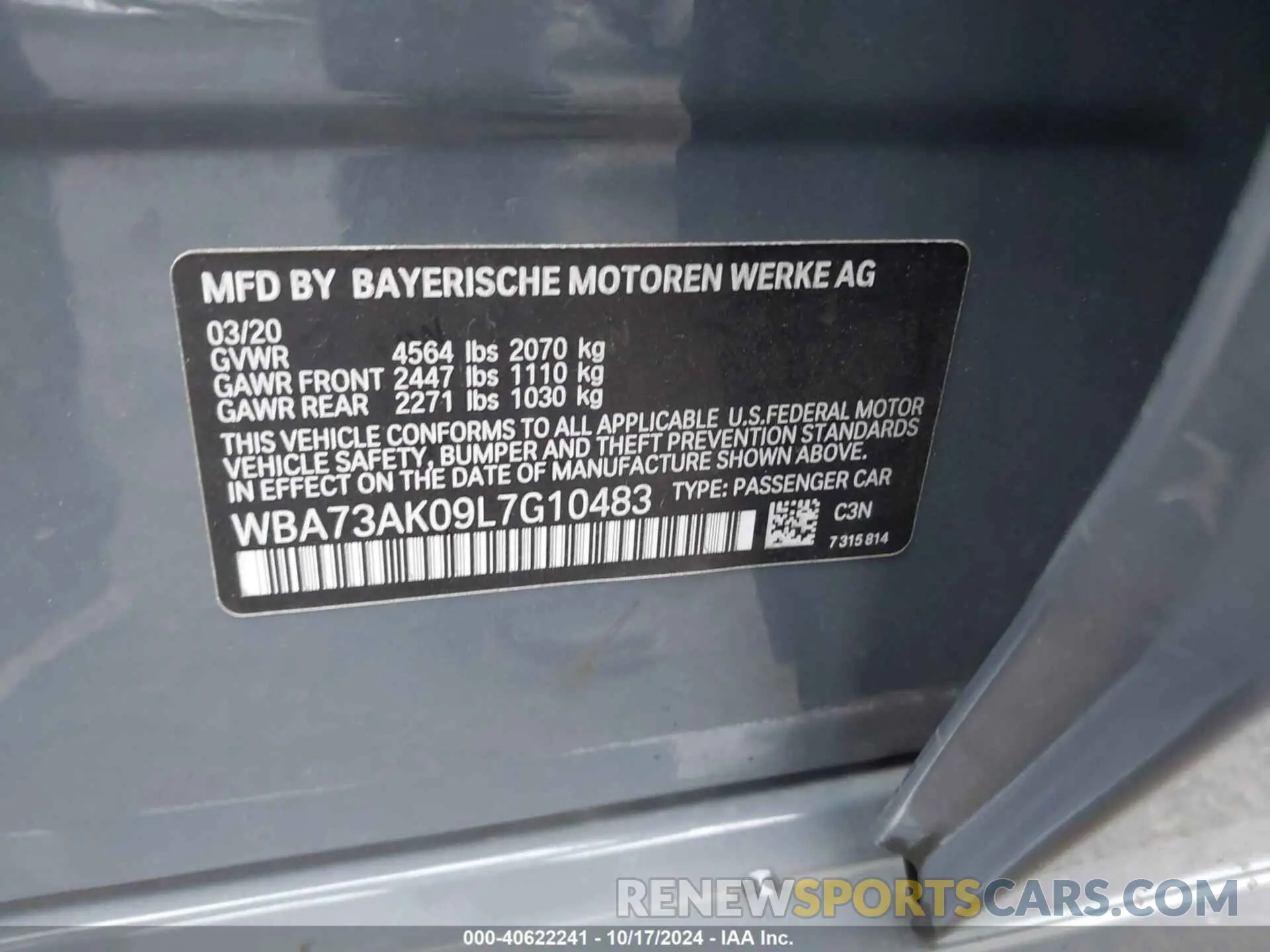 9 fotografías del automóvil dañado WBA73AK09L7G10483 BMW 228I GRAN COUPE 2020