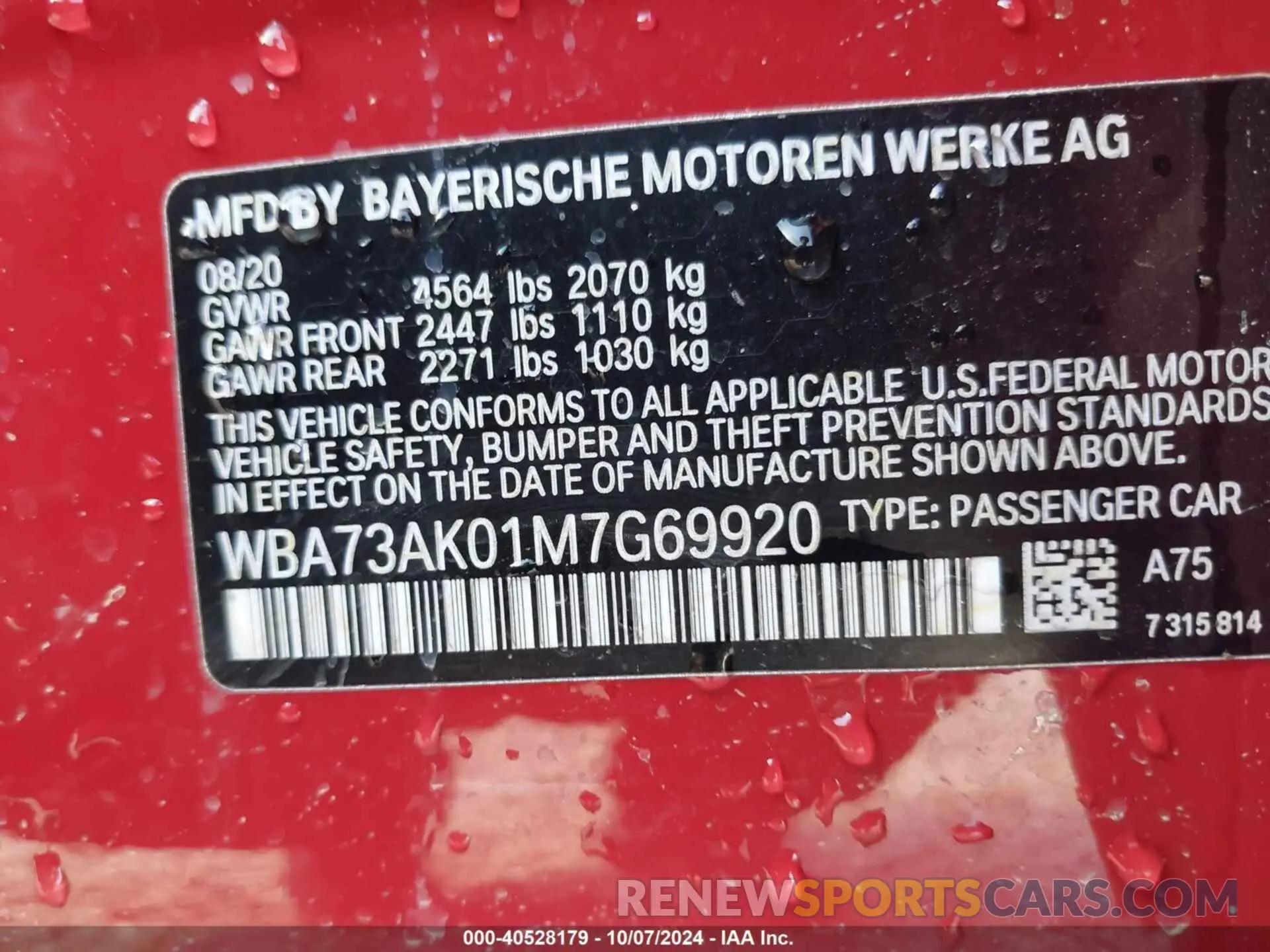 9 fotografías del automóvil dañado WBA73AK01M7G69920 BMW 228I GRAN COUPE 2021