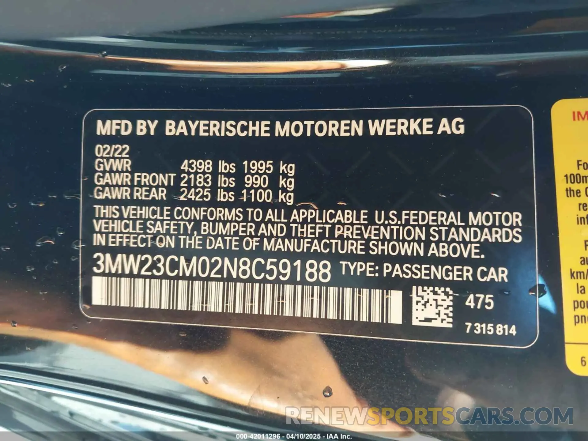 9 fotografías del automóvil dañado 3MW23CM02N8C59188 BMW 230 2022