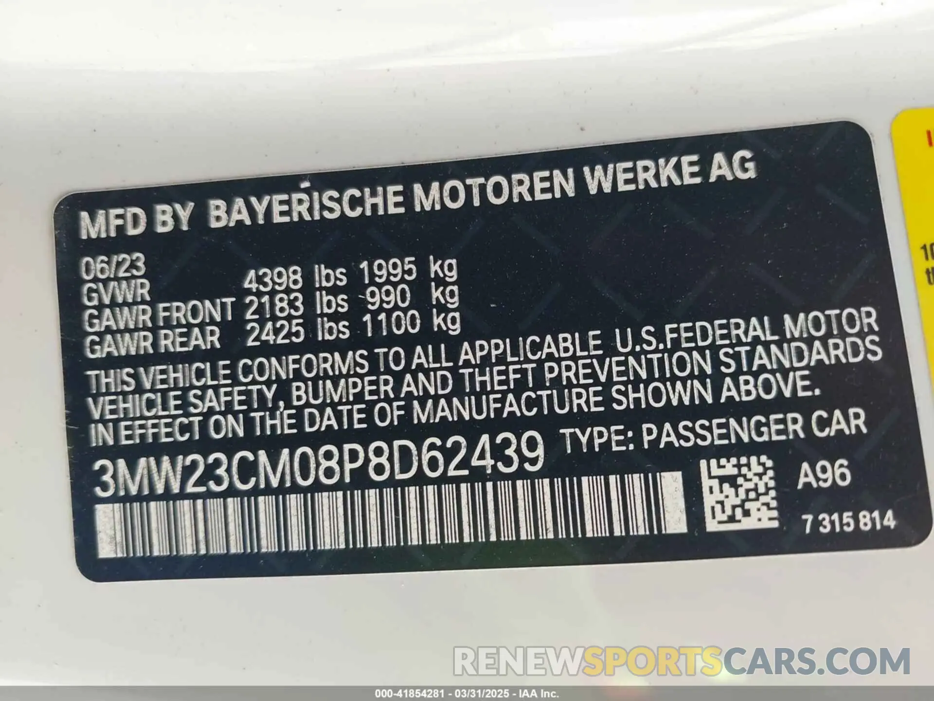 9 fotografías del automóvil dañado 3MW23CM08P8D62439 BMW 230 2023