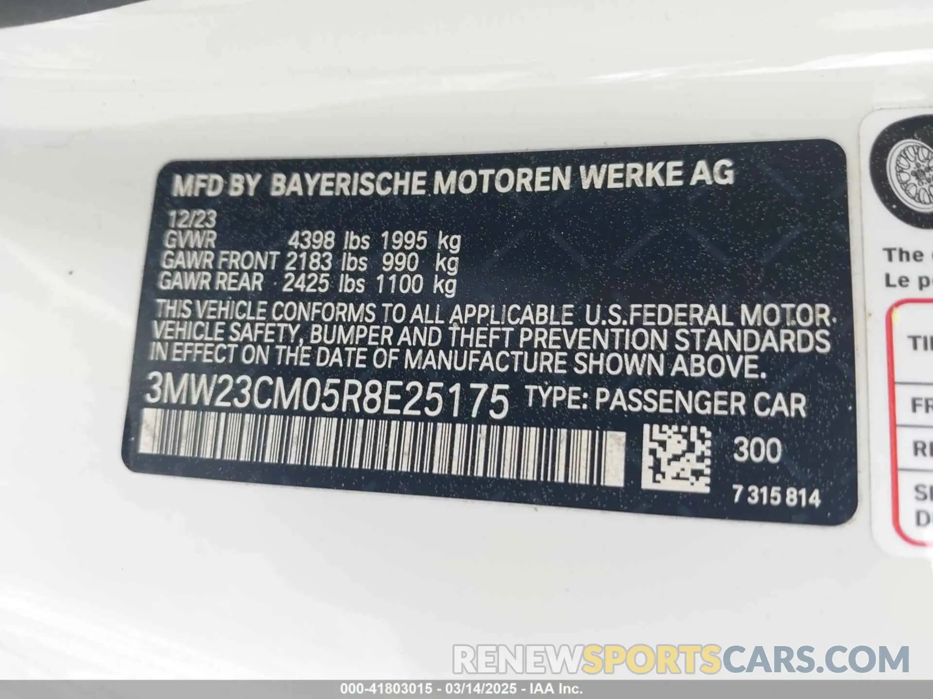 9 fotografías del automóvil dañado 3MW23CM05R8E25175 BMW 230 2024