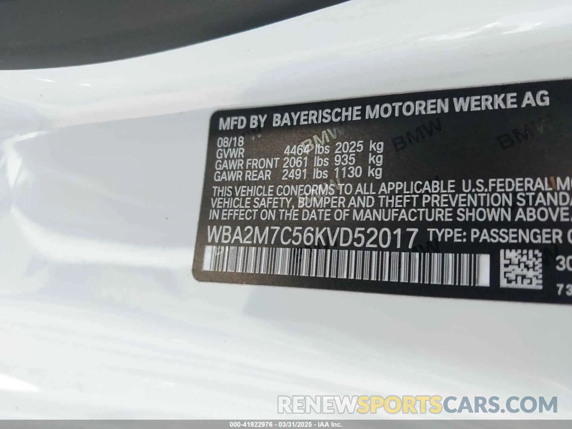 9 fotografías del automóvil dañado WBA2M7C56KVD52017 BMW 230I 2019