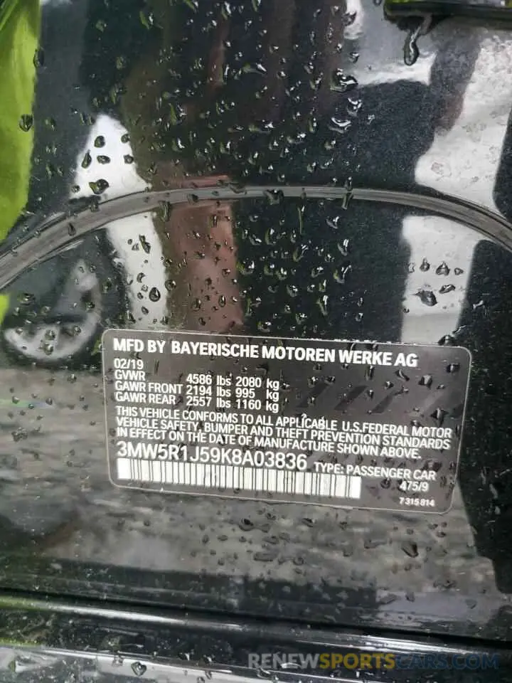 12 fotografías del automóvil dañado 3MW5R1J59K8A03836 BMW 3 SERIES 2019