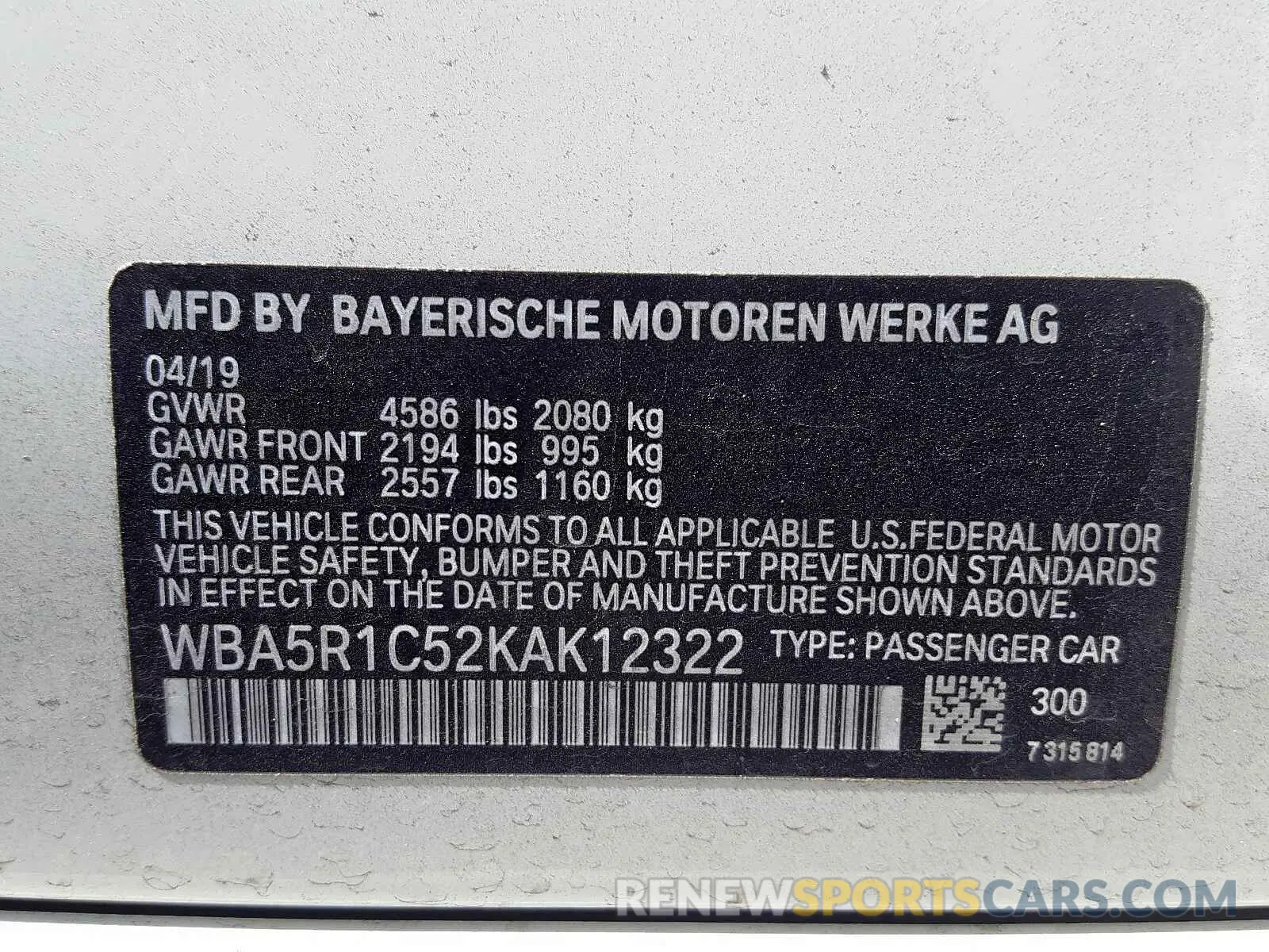 10 fotografías del automóvil dañado WBA5R1C52KAK12322 BMW 3 SERIES 2019