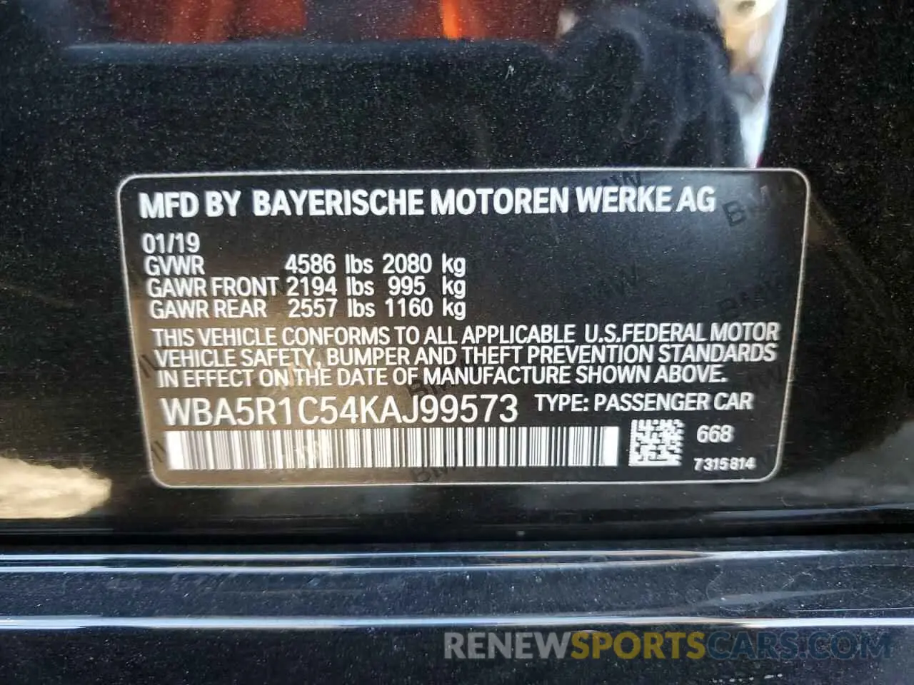 12 fotografías del automóvil dañado WBA5R1C54KAJ99573 BMW 3 SERIES 2019