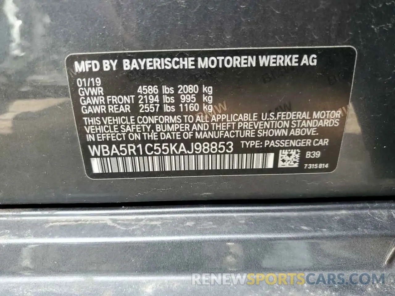13 fotografías del automóvil dañado WBA5R1C55KAJ98853 BMW 3 SERIES 2019