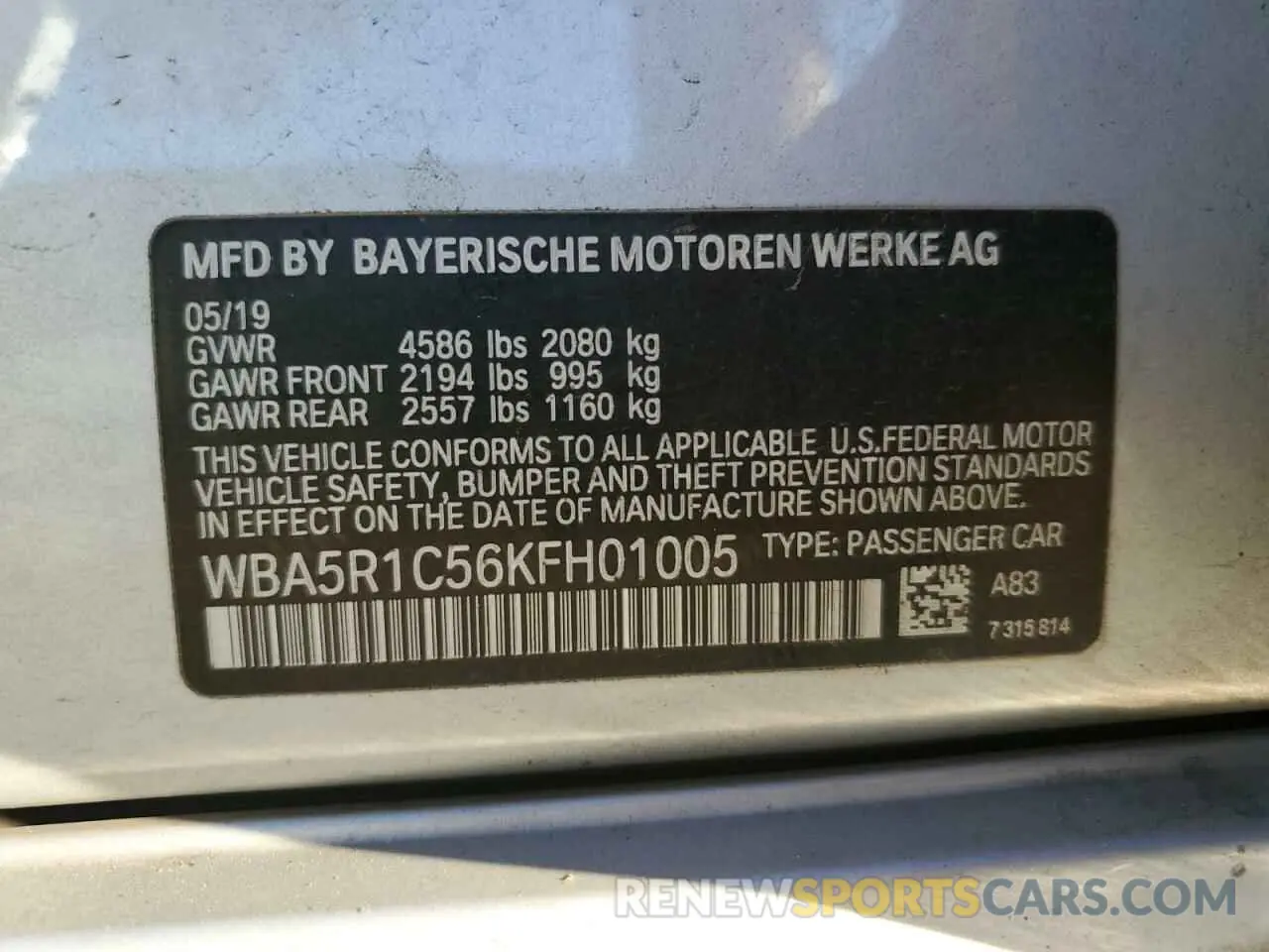 12 fotografías del automóvil dañado WBA5R1C56KFH01005 BMW 3 SERIES 2019