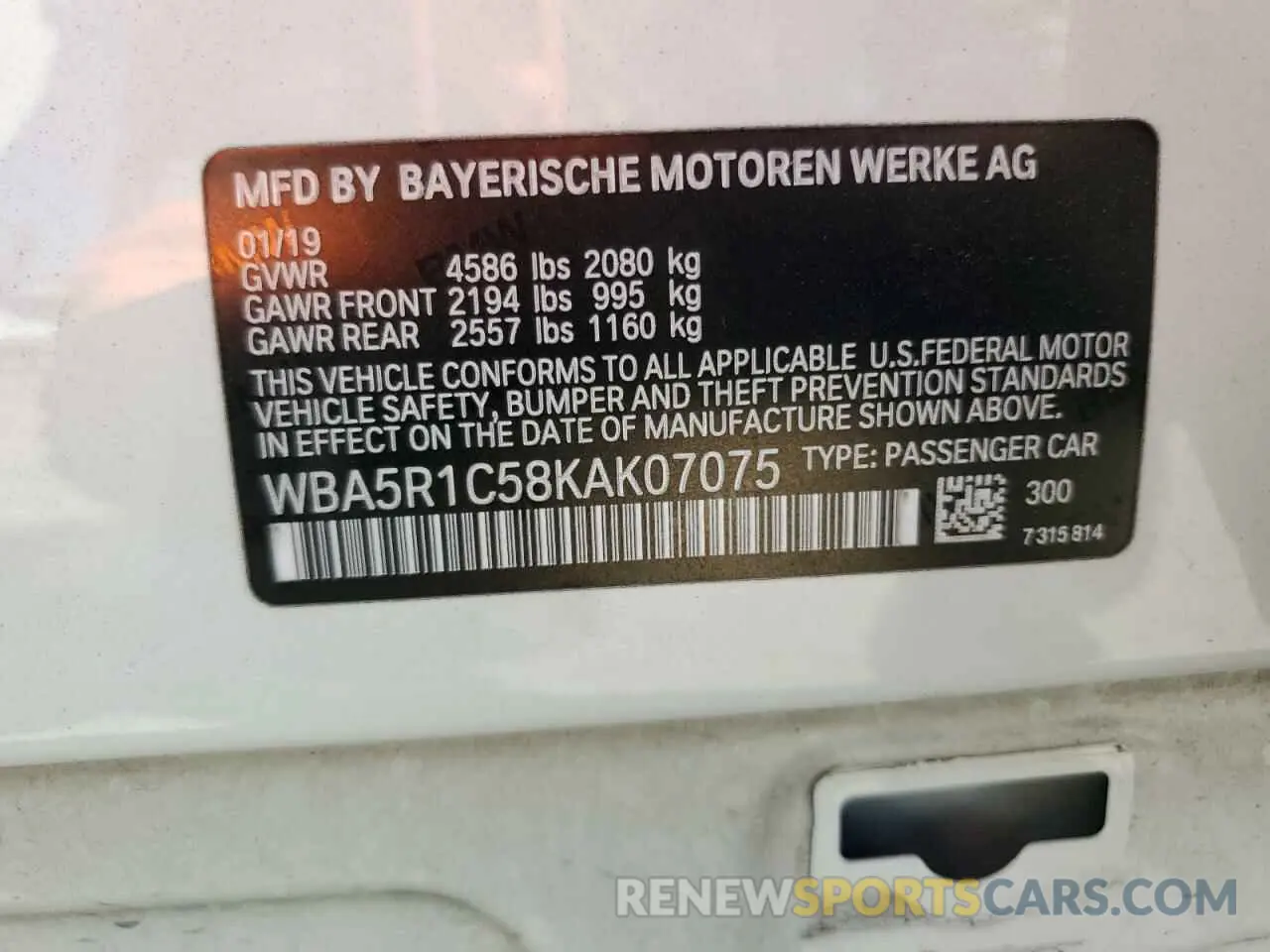 13 fotografías del automóvil dañado WBA5R1C58KAK07075 BMW 3 SERIES 2019