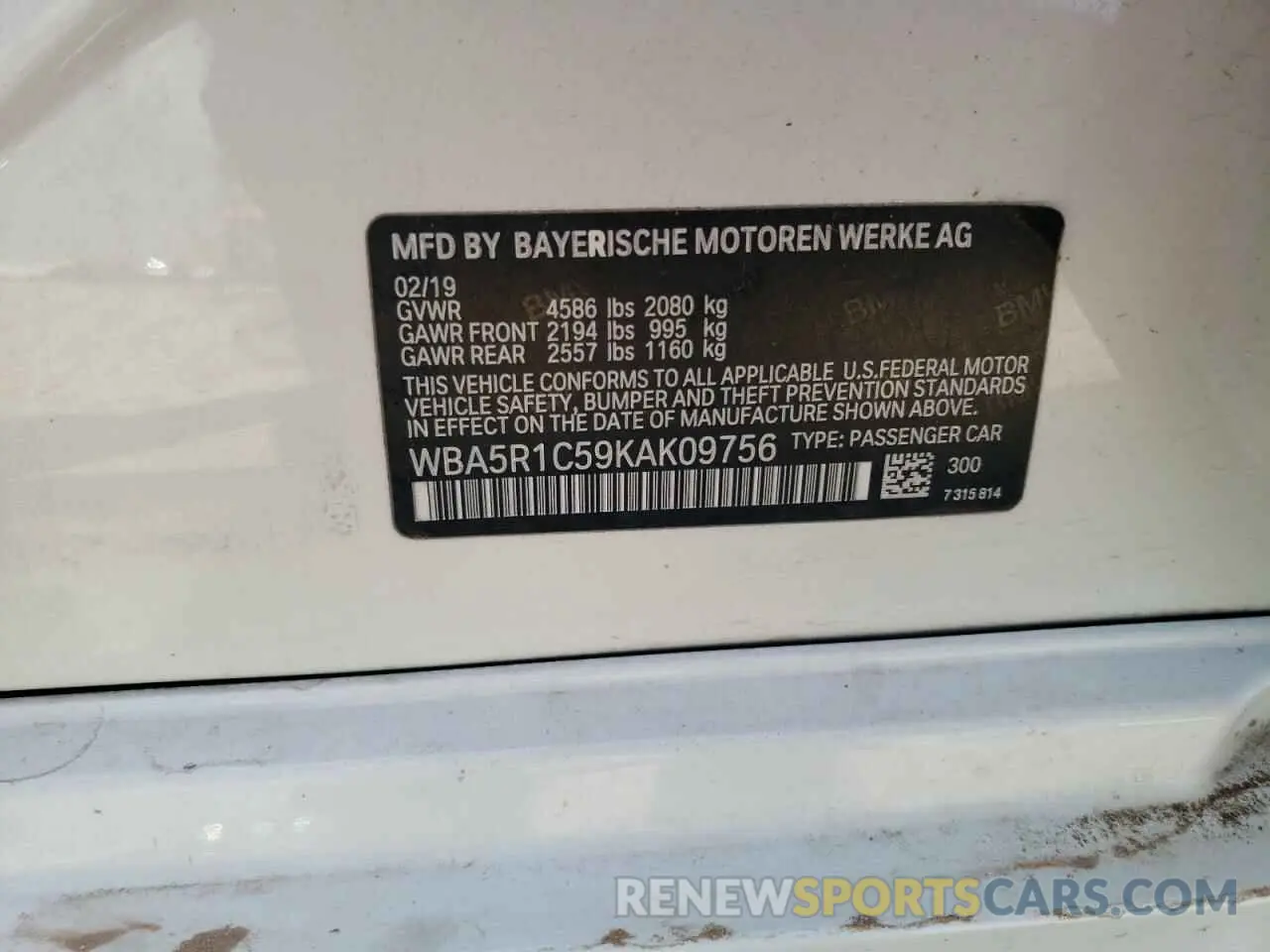 12 fotografías del automóvil dañado WBA5R1C59KAK09756 BMW 3 SERIES 2019