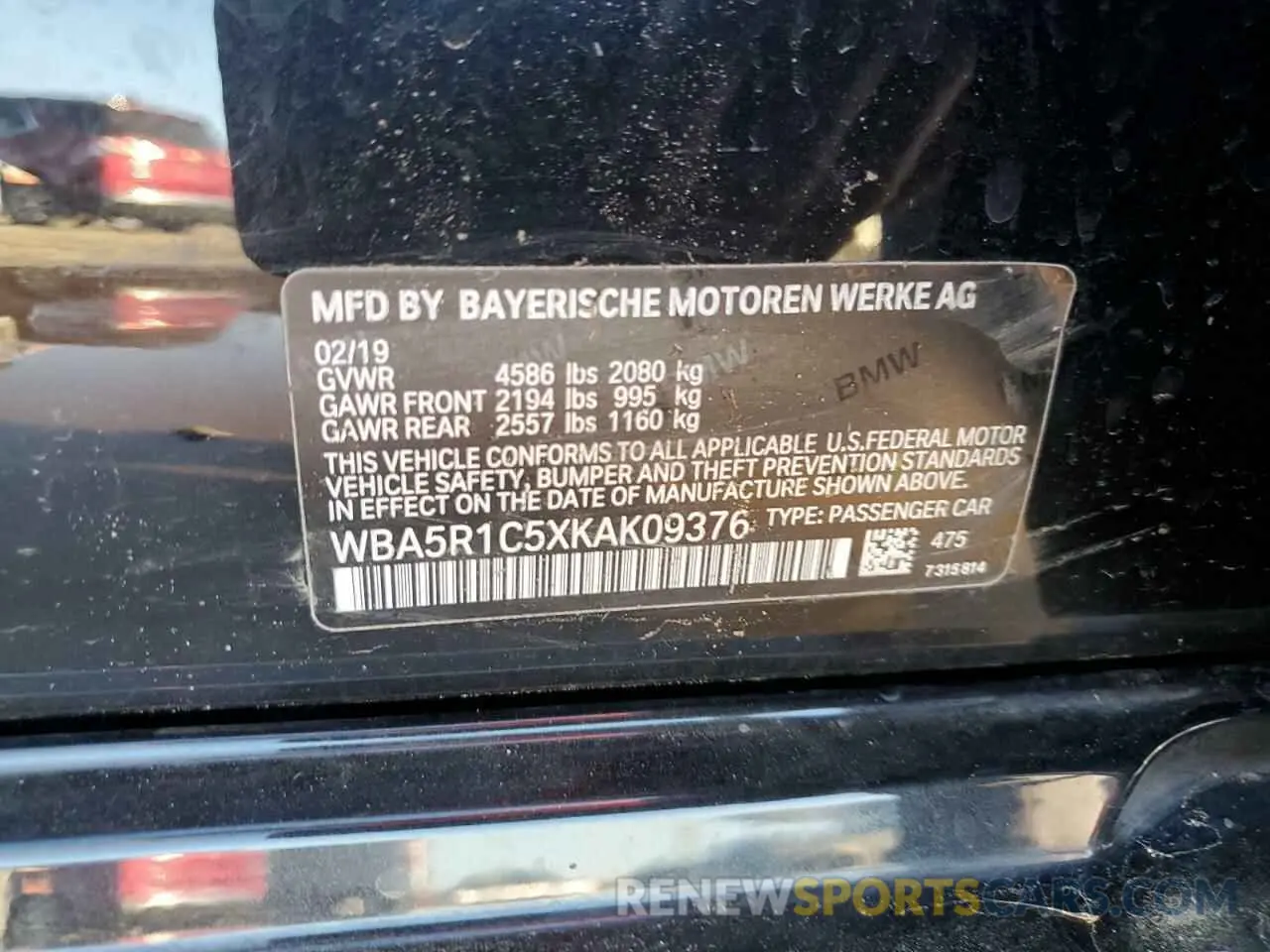 13 fotografías del automóvil dañado WBA5R1C5XKAK09376 BMW 3 SERIES 2019