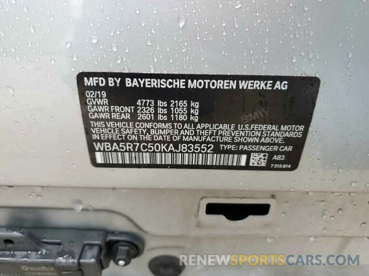 13 fotografías del automóvil dañado WBA5R7C50KAJ83552 BMW 3 SERIES 2019