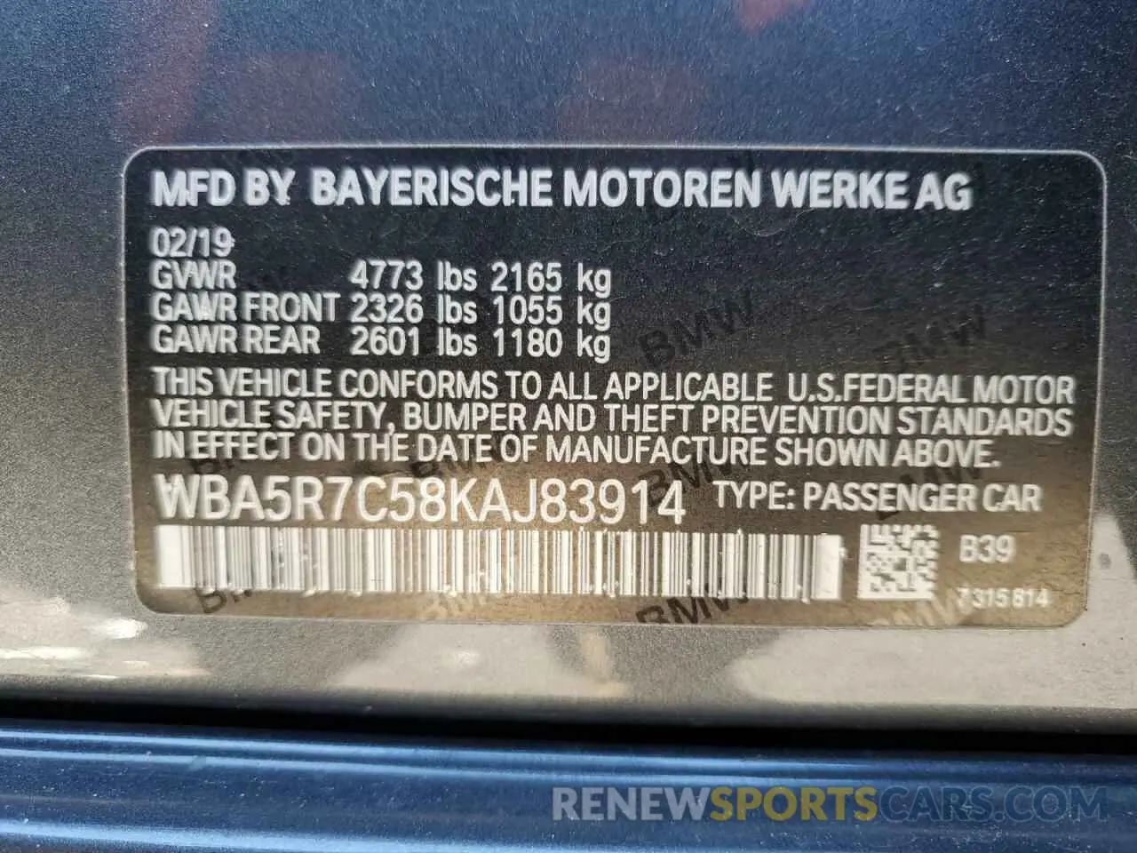 12 fotografías del automóvil dañado WBA5R7C58KAJ83914 BMW 3 SERIES 2019