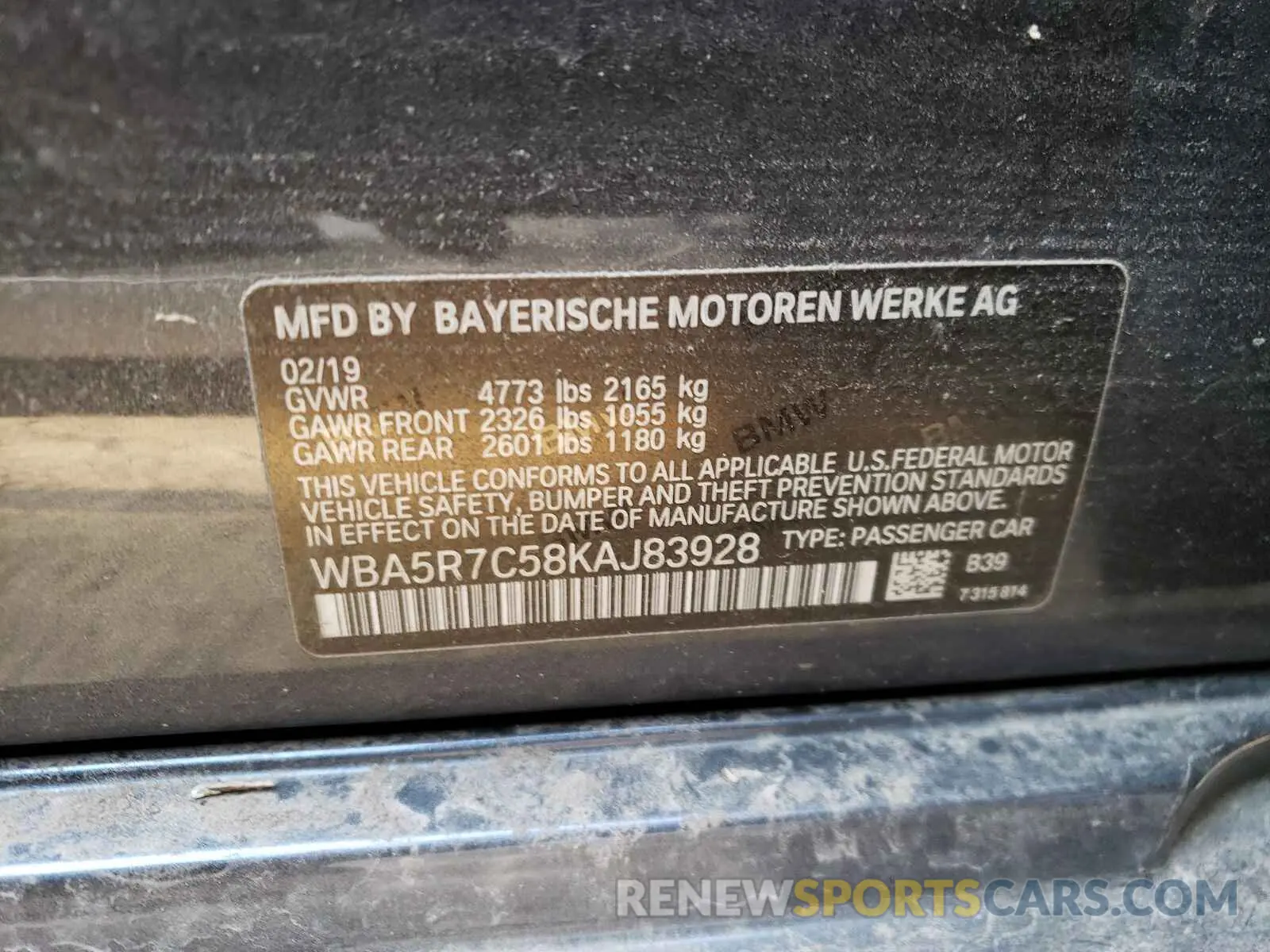 10 fotografías del automóvil dañado WBA5R7C58KAJ83928 BMW 3 SERIES 2019