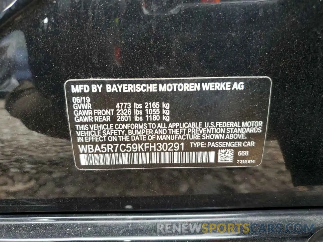 12 fotografías del automóvil dañado WBA5R7C59KFH30291 BMW 3 SERIES 2019