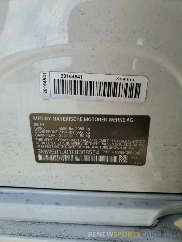 12 fotografías del automóvil dañado 3MW5R1J01L8B08554 BMW 3 SERIES 2020