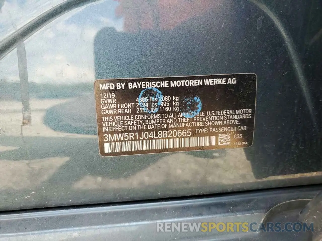 12 fotografías del automóvil dañado 3MW5R1J04L8B20665 BMW 3 SERIES 2020