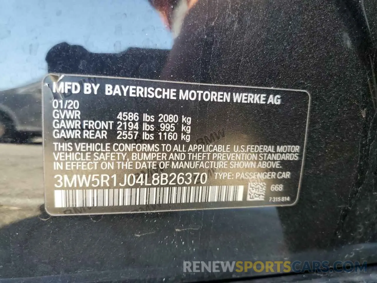 14 fotografías del automóvil dañado 3MW5R1J04L8B26370 BMW 3 SERIES 2020