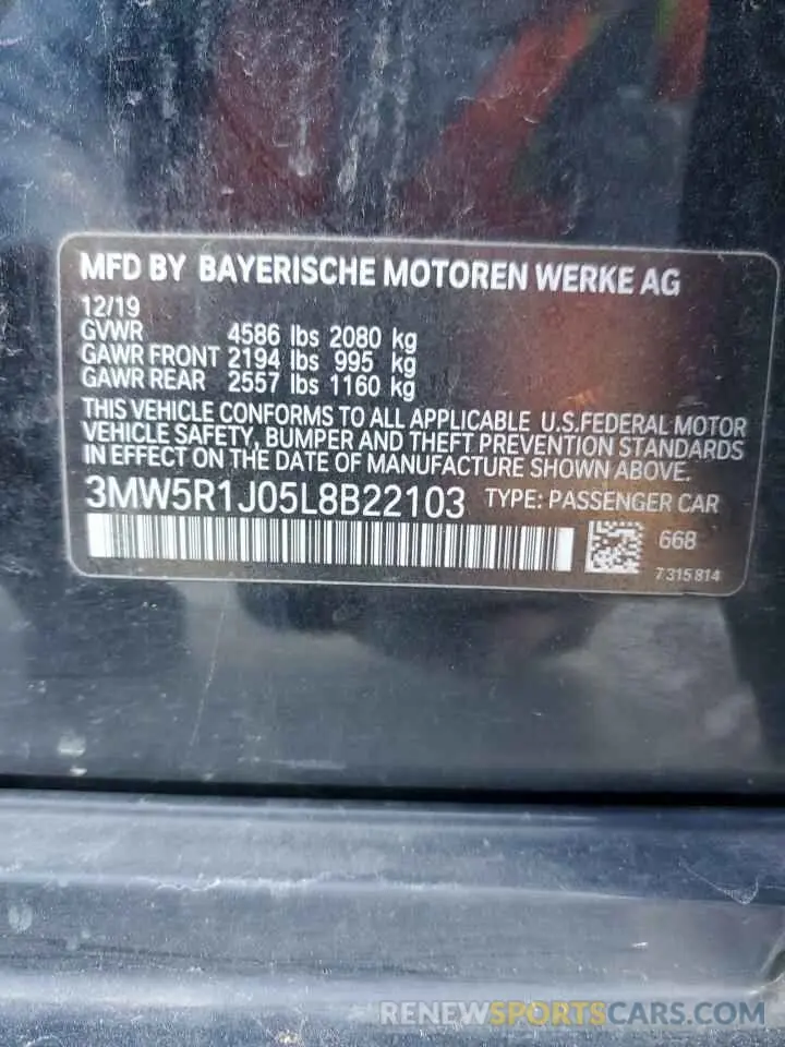 12 fotografías del automóvil dañado 3MW5R1J05L8B22103 BMW 3 SERIES 2020