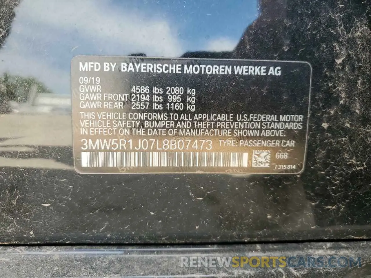 13 fotografías del automóvil dañado 3MW5R1J07L8B07473 BMW 3 SERIES 2020