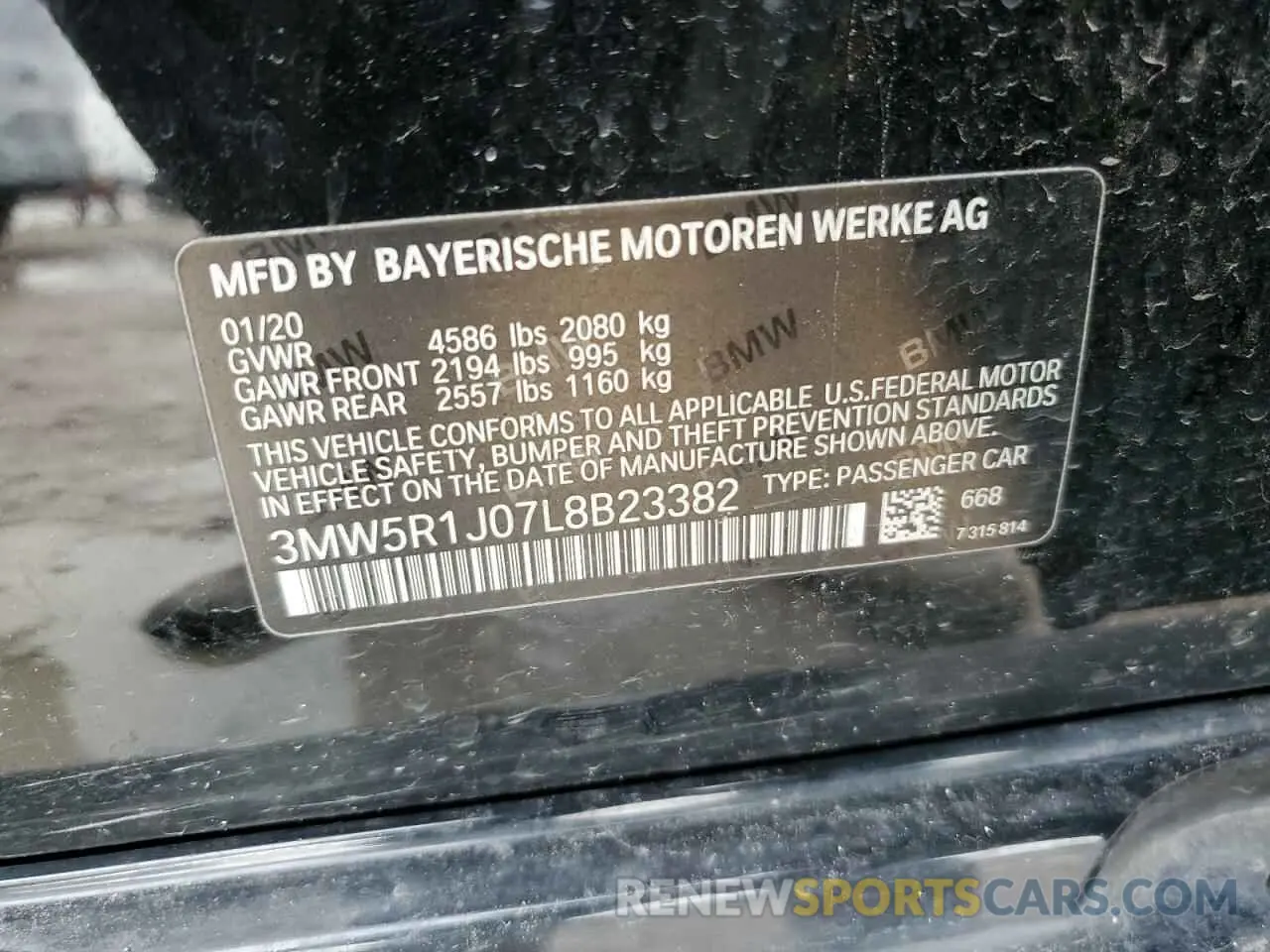 14 fotografías del automóvil dañado 3MW5R1J07L8B23382 BMW 3 SERIES 2020