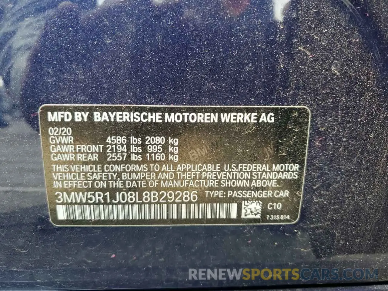 13 fotografías del automóvil dañado 3MW5R1J08L8B29286 BMW 3 SERIES 2020