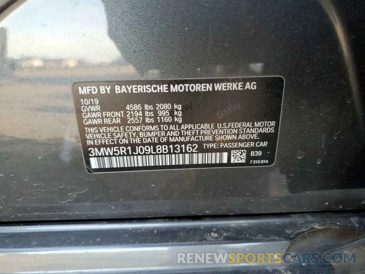 12 fotografías del automóvil dañado 3MW5R1J09L8B13162 BMW 3 SERIES 2020