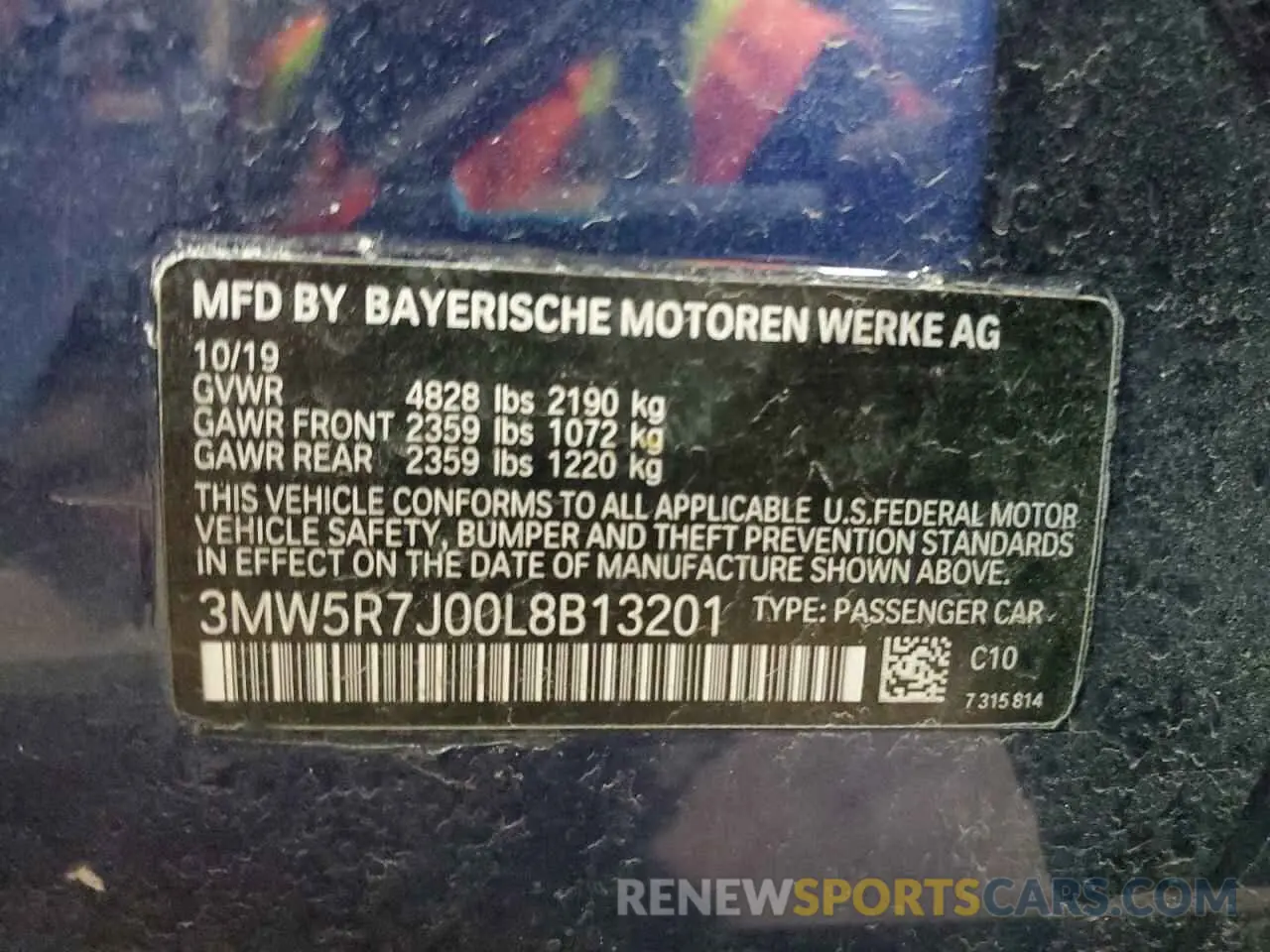 12 fotografías del automóvil dañado 3MW5R7J00L8B13201 BMW 3 SERIES 2020