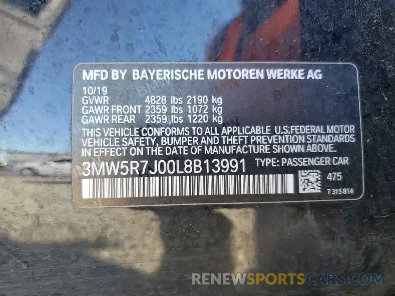 12 fotografías del automóvil dañado 3MW5R7J00L8B13991 BMW 3 SERIES 2020