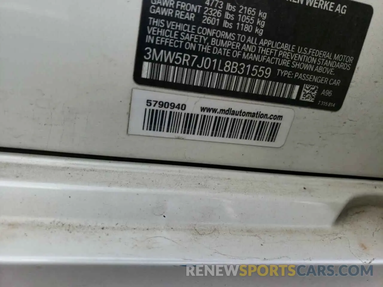 12 fotografías del automóvil dañado 3MW5R7J01L8B31559 BMW 3 SERIES 2020