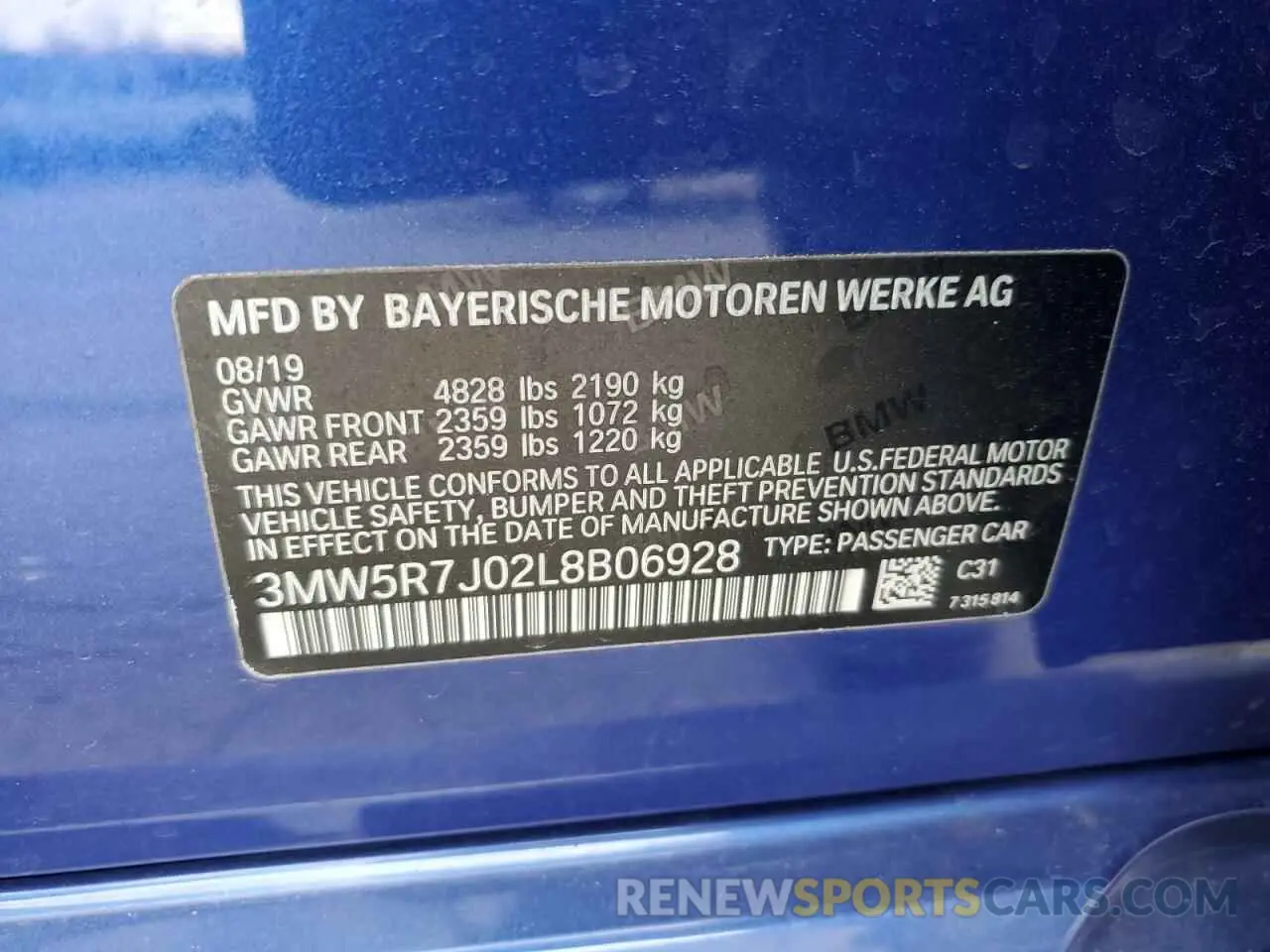 13 fotografías del automóvil dañado 3MW5R7J02L8B06928 BMW 3 SERIES 2020