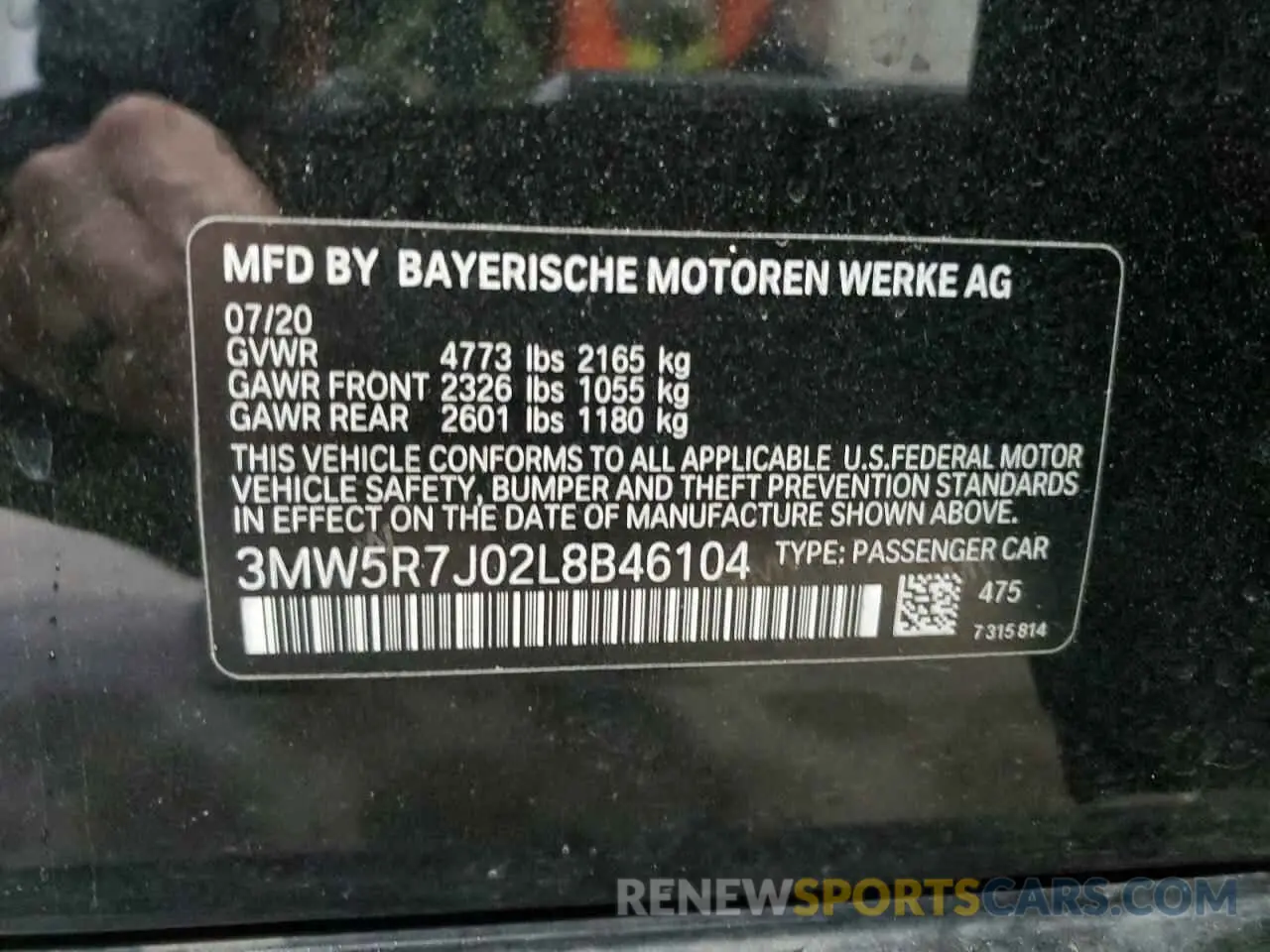 13 fotografías del automóvil dañado 3MW5R7J02L8B46104 BMW 3 SERIES 2020