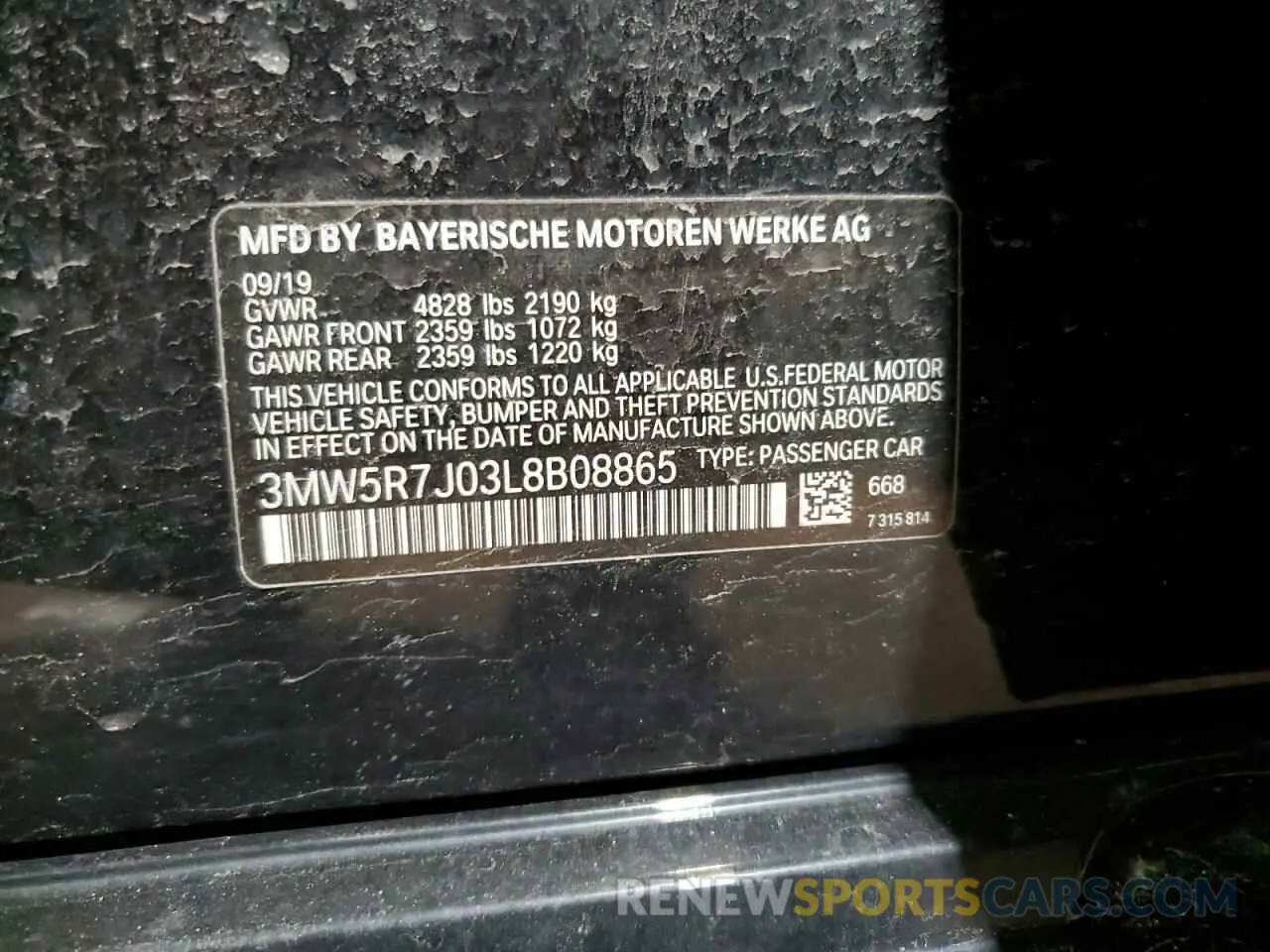 12 fotografías del automóvil dañado 3MW5R7J03L8B08865 BMW 3 SERIES 2020