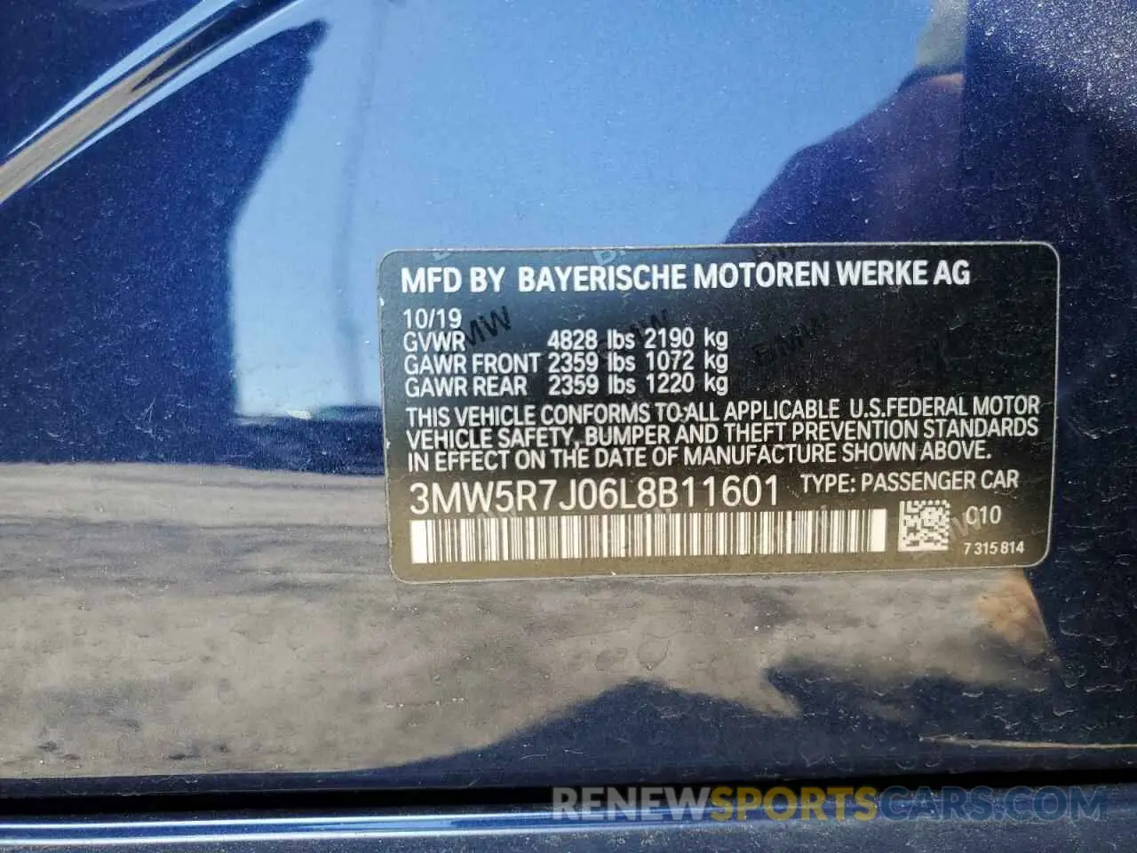 12 fotografías del automóvil dañado 3MW5R7J06L8B11601 BMW 3 SERIES 2020