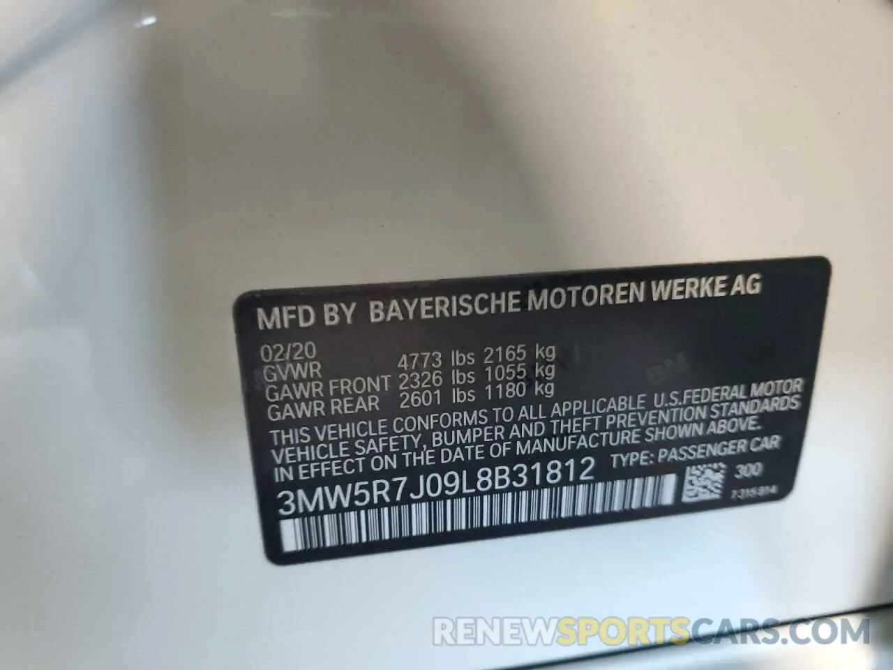 12 fotografías del automóvil dañado 3MW5R7J09L8B31812 BMW 3 SERIES 2020