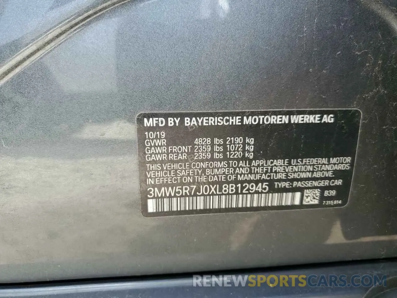 12 fotografías del automóvil dañado 3MW5R7J0XL8B12945 BMW 3 SERIES 2020