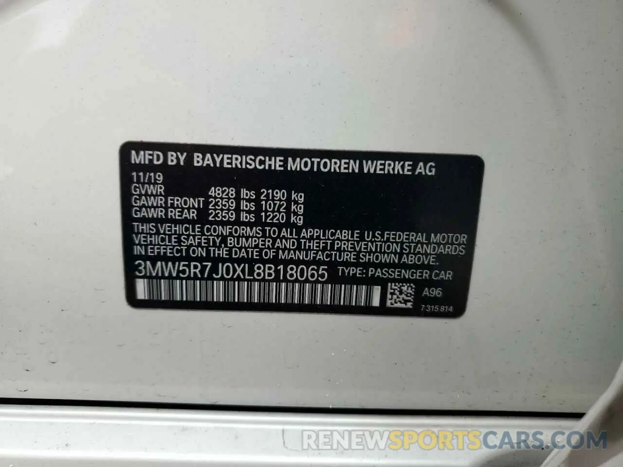 14 fotografías del automóvil dañado 3MW5R7J0XL8B18065 BMW 3 SERIES 2020
