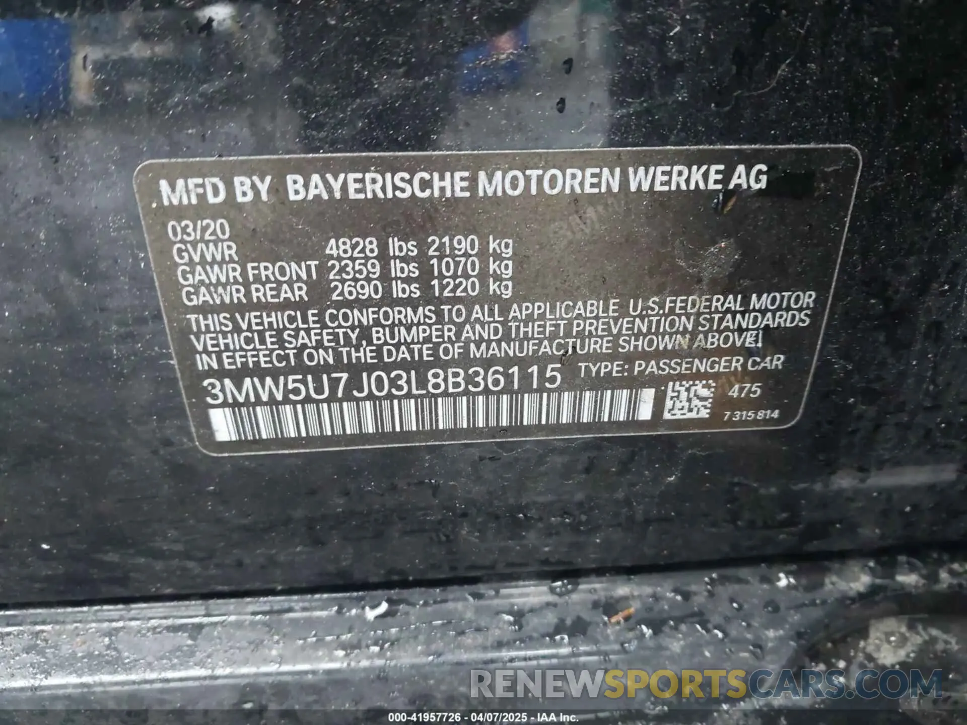 9 fotografías del automóvil dañado 3MW5U7J03L8B36115 BMW 3 SERIES 2020