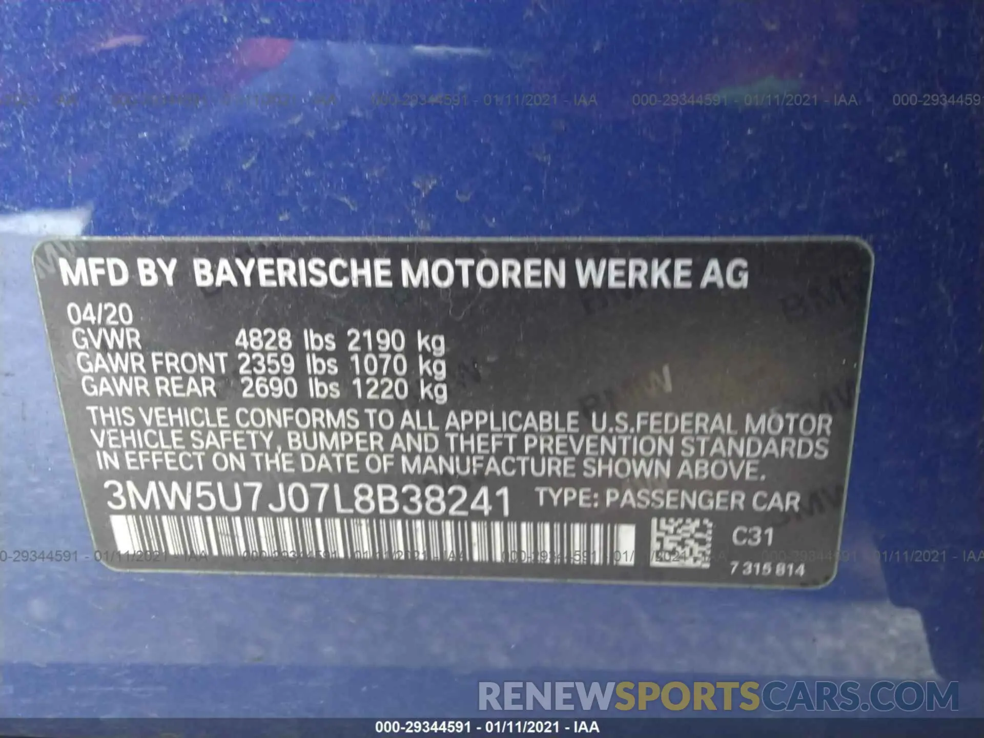 9 fotografías del automóvil dañado 3MW5U7J07L8B38241 BMW 3 SERIES 2020